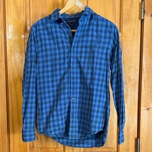 Men's Banana Republic Navy Blue Plaid Casual Shirt